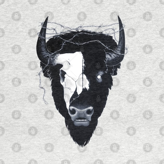 Dead Eyes Buffalo Skull Art by Ciarabarsotti